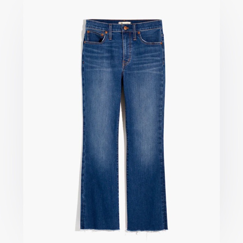 Madewell Cali Demi Boot Jeans in Preston Wash Raw Hem Edition Stretch L3922 27 4